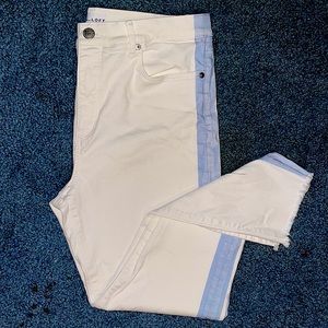 White side stripe skinny LOFT high rise jeans